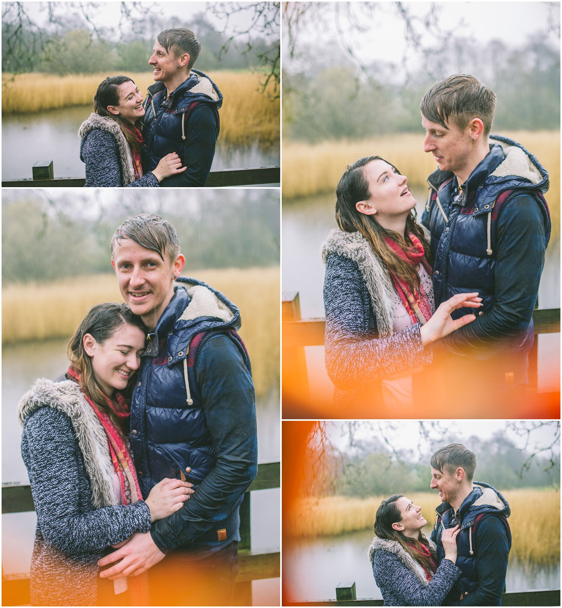 a couple laughing in the rain