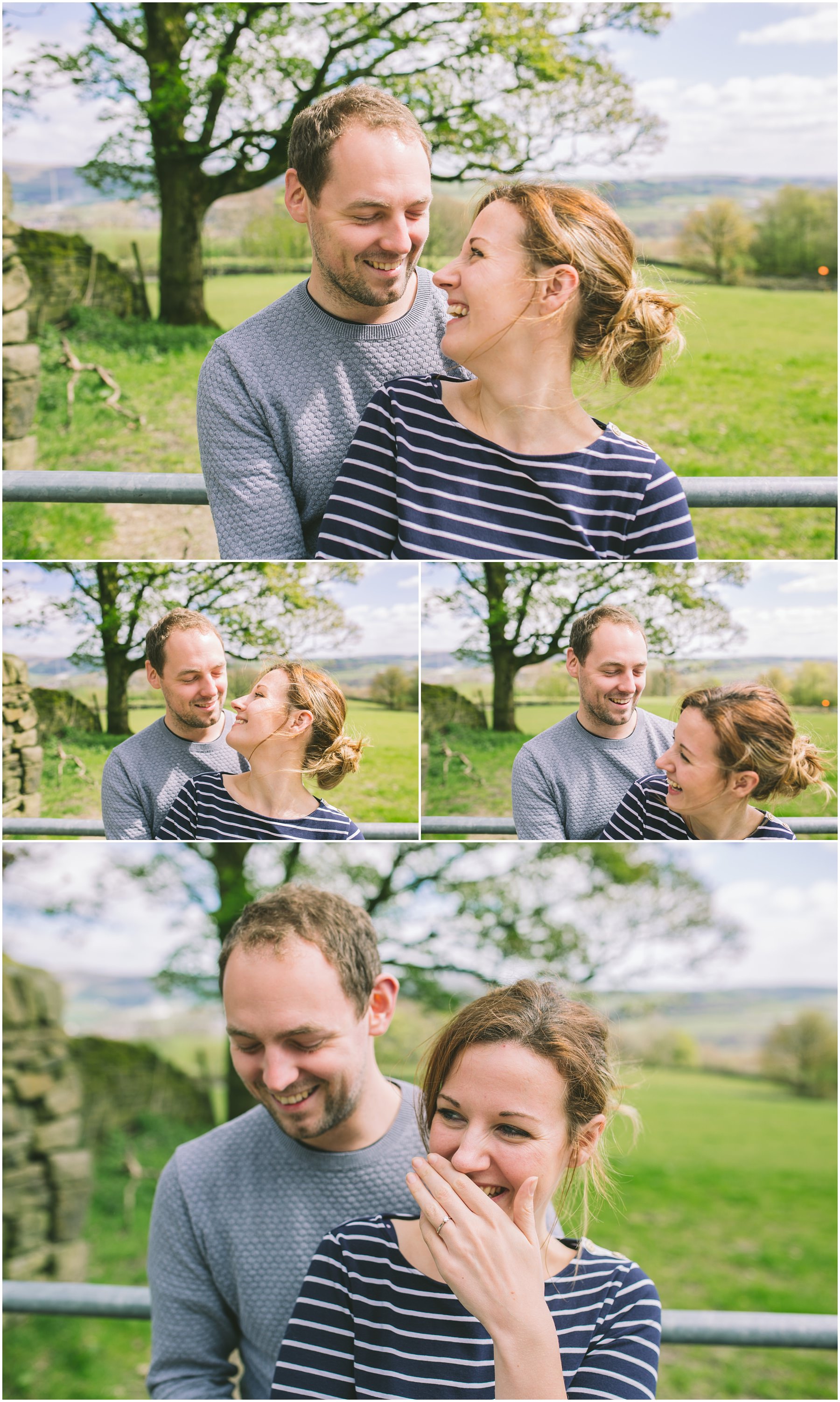 Danny and Lauren laughing on their ramsbottom engagement shoot