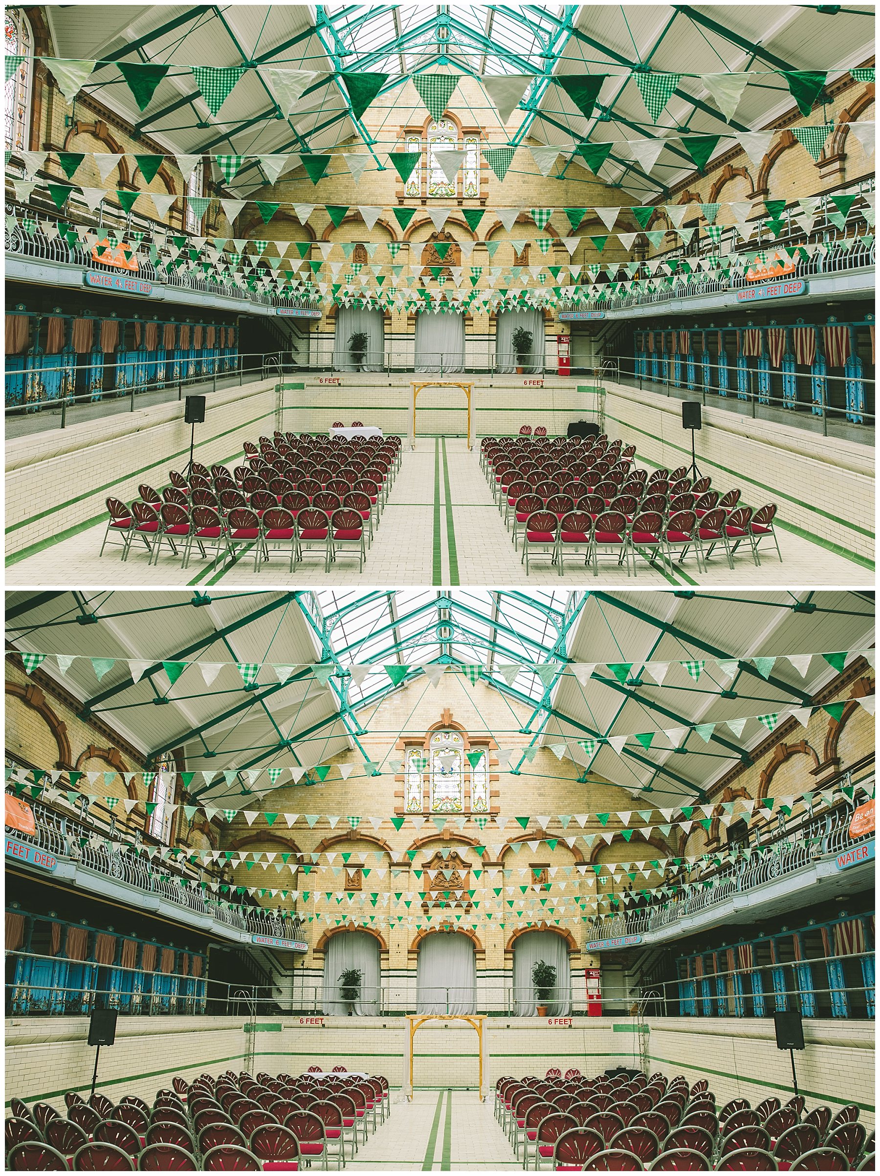 Ceremony set up in the pool at Victoria Baths