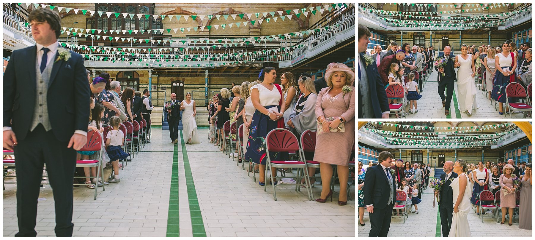 Bride makes her arrival at Victoria Baths