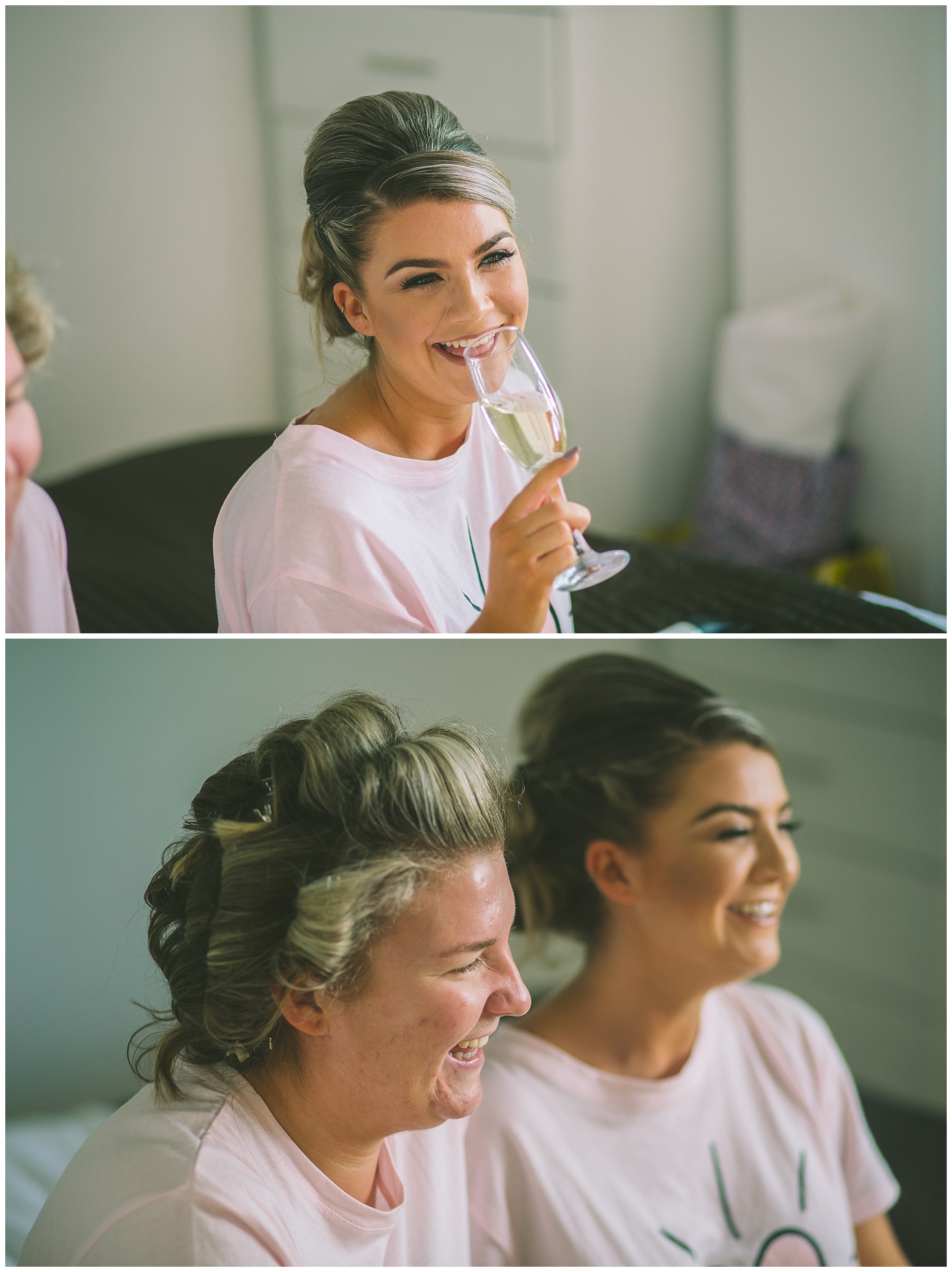 Bride and her sister enjoying the bridal morning