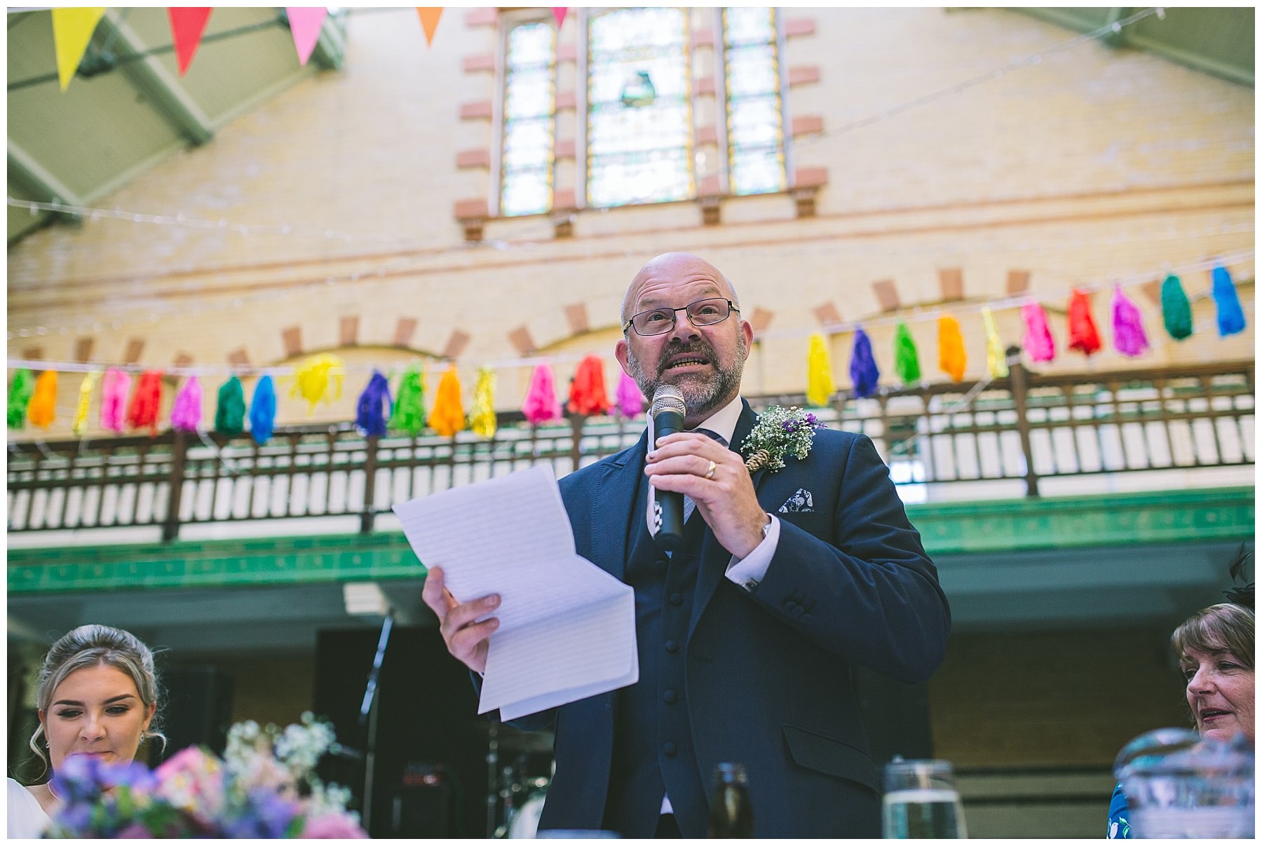 Father of the bride gives a speech at Victoria Baths