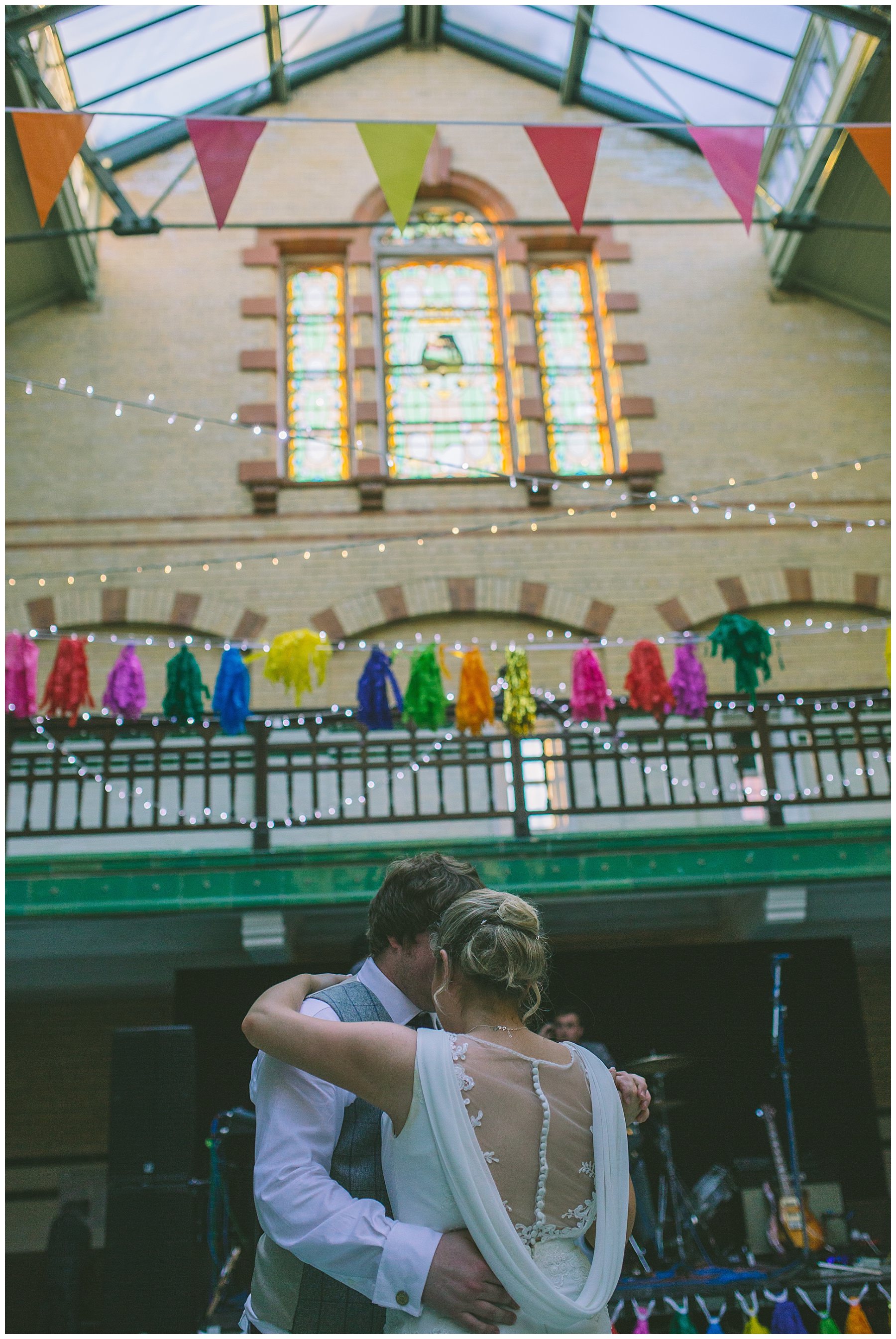 bride and groom share their first dance at Victoria Baths