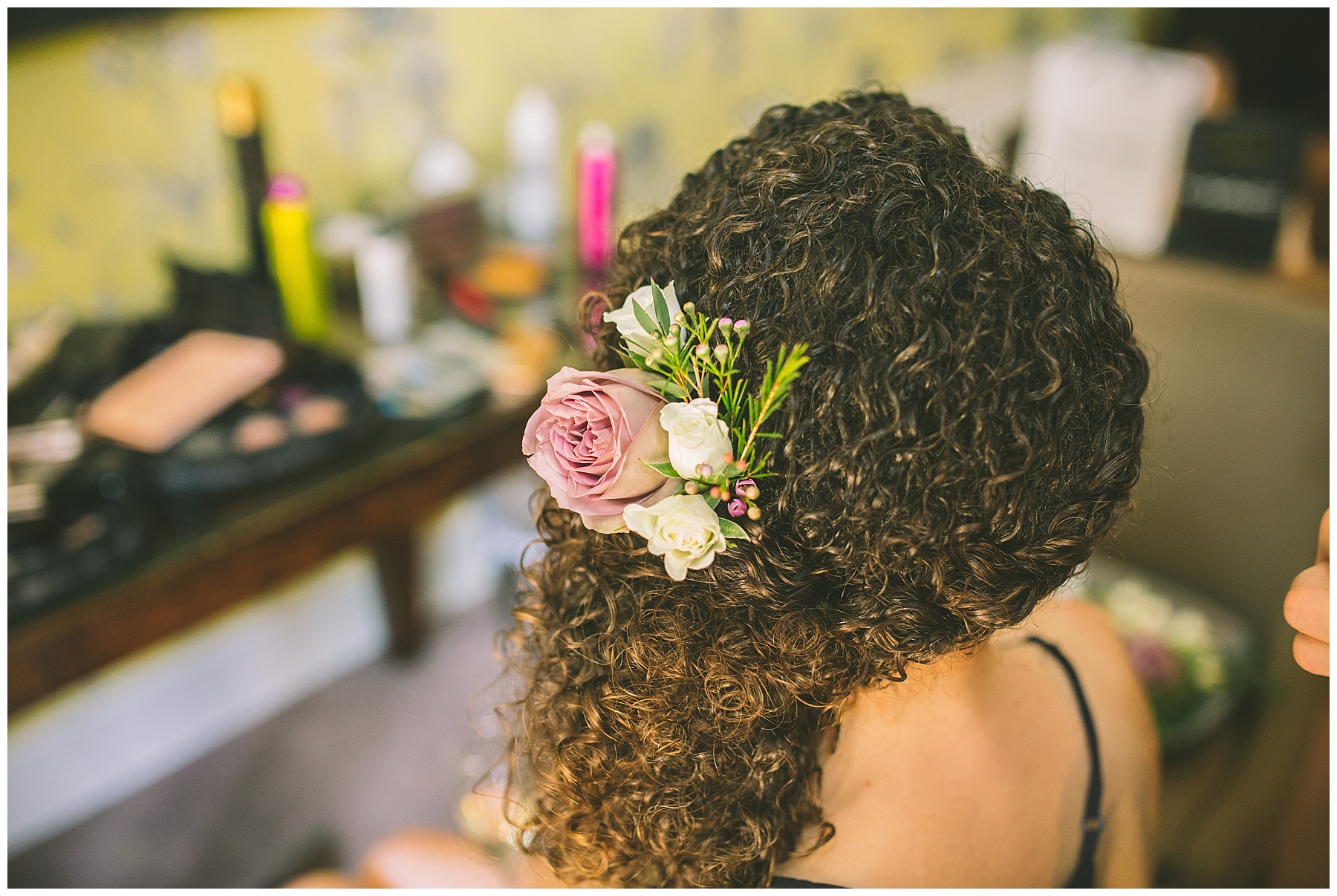 bride with flowers in her hair