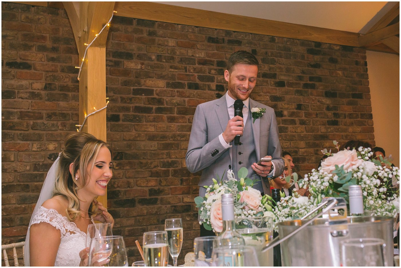 Groom gives his speech at pryors hayes
