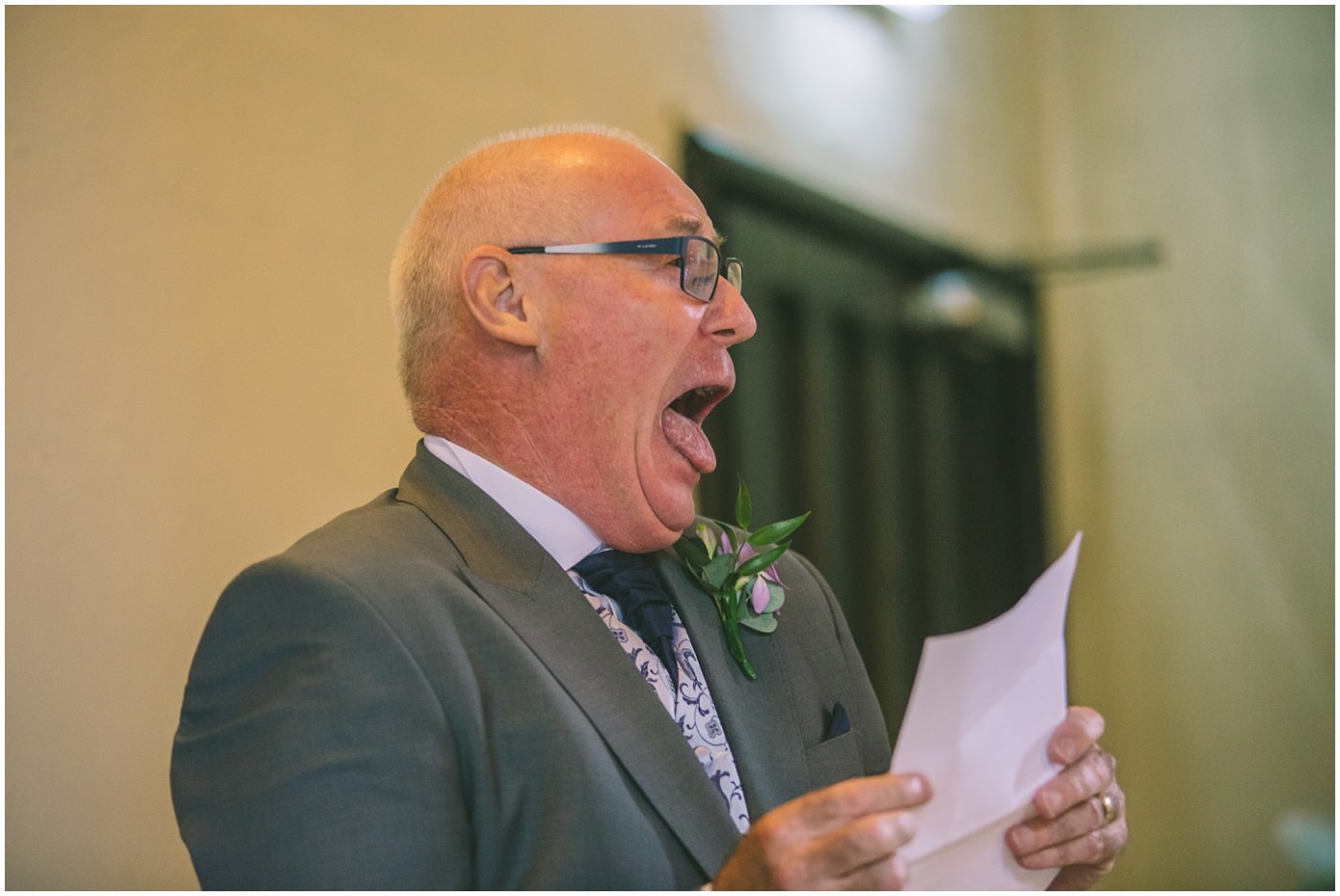 Father of the bride gets over excited during his speech