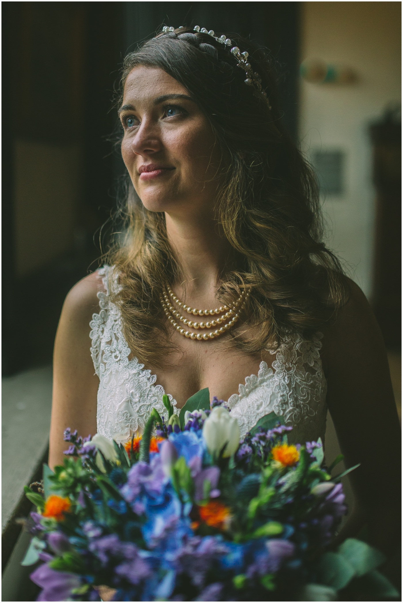 bridal portrait using natural window light