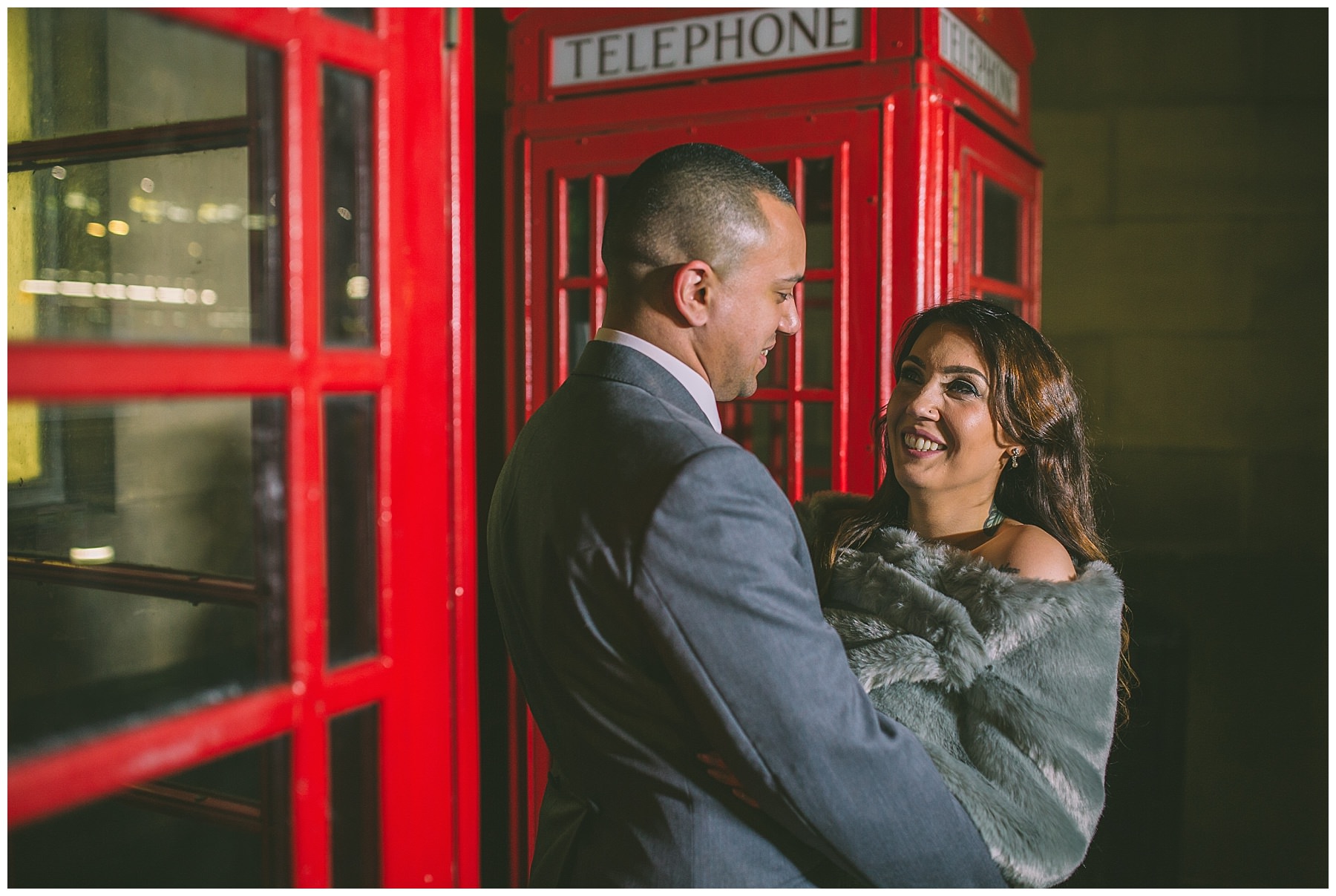 Winter wedding portraits on the streets of manchester
