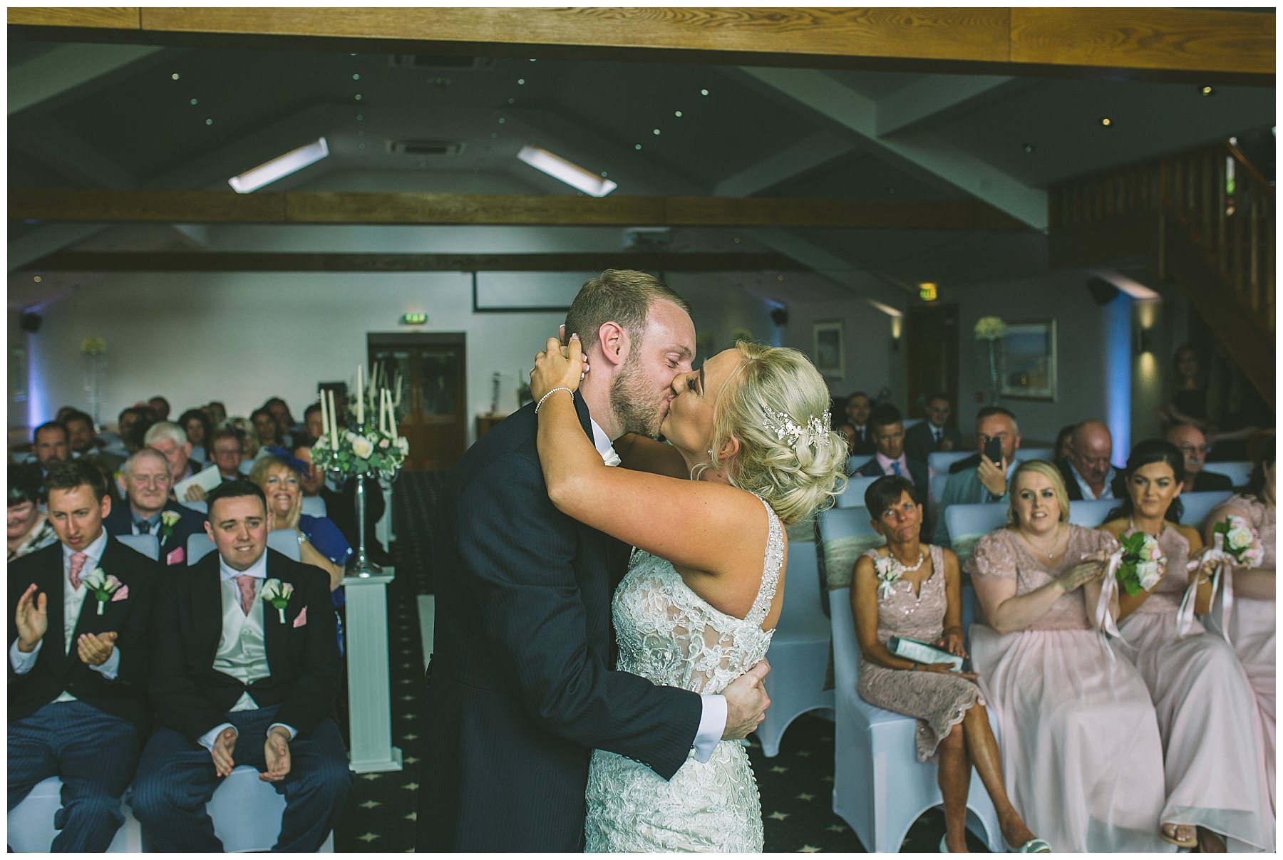 First kiss as bride and Groom at the fishermans retreat