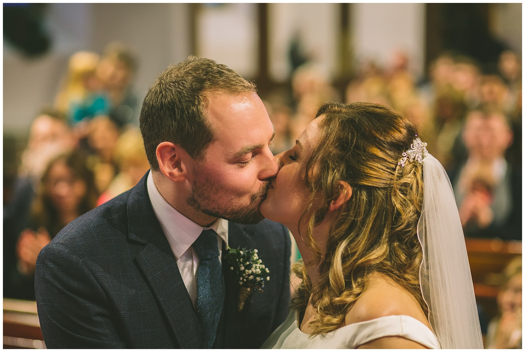 First kiss during church wedding in Ramsbottom