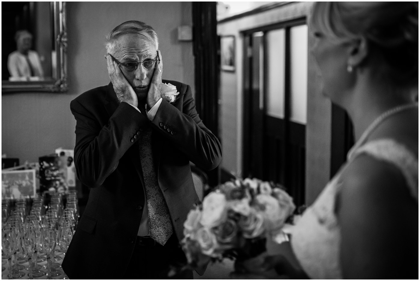Father of the bride cries when he first sees his daughter
