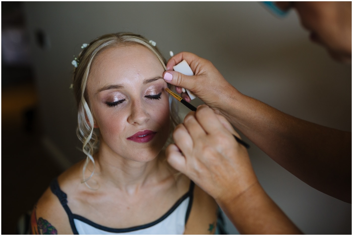 bride has make up by team at waterton park