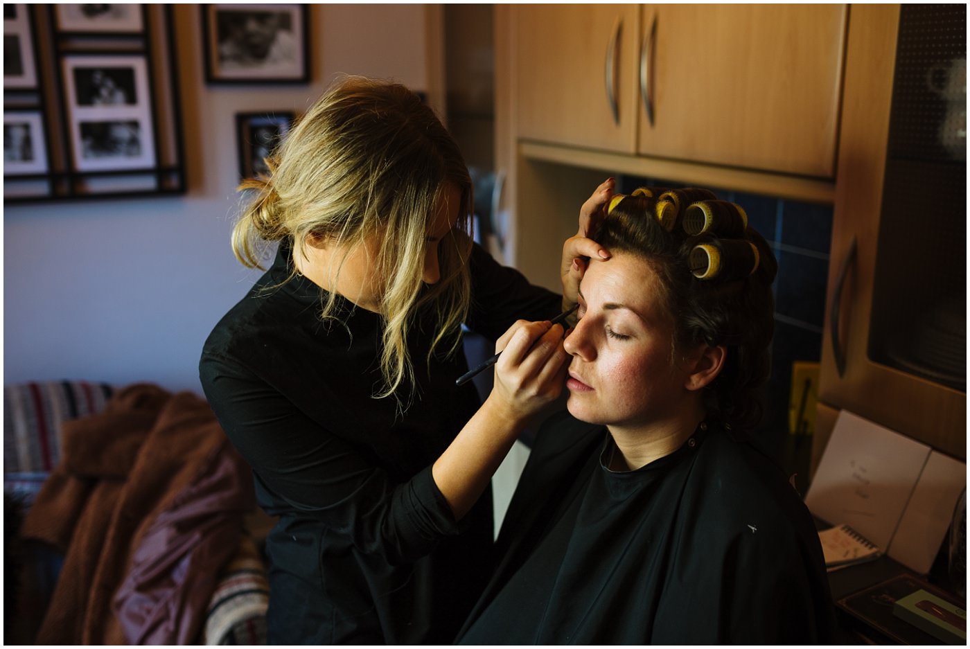 Bridal make up on the morning of Mitton Hall Wedding