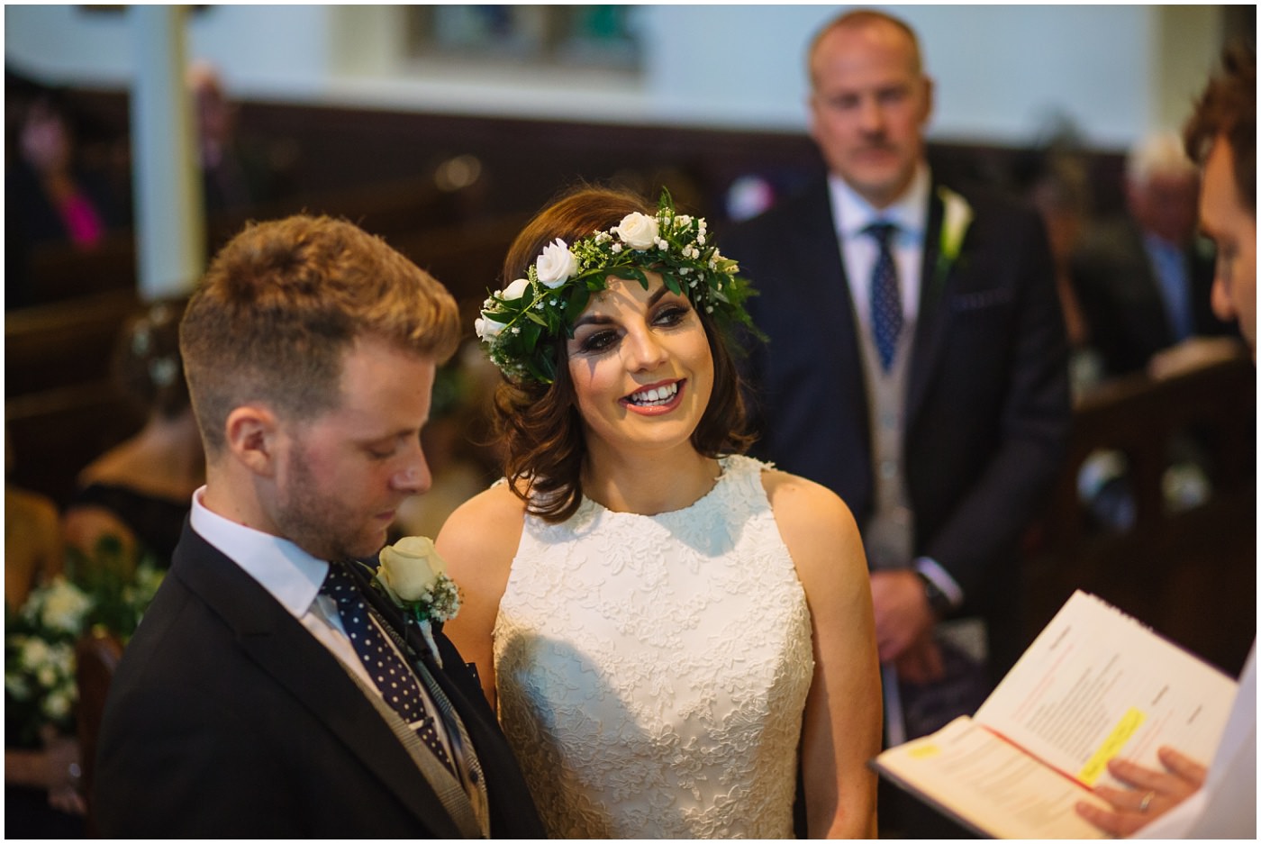 bride and groom during church wedding