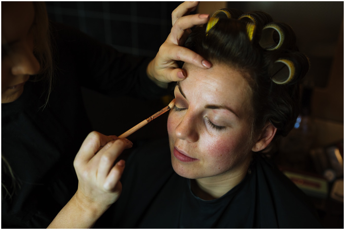 Bride has make up applied