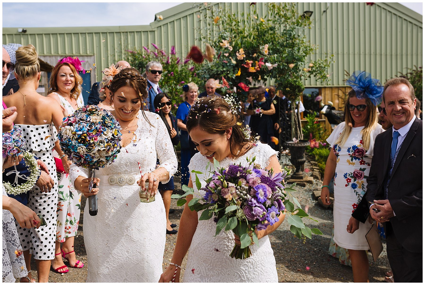 lesbian wedding confetti photo at wellbeing farm