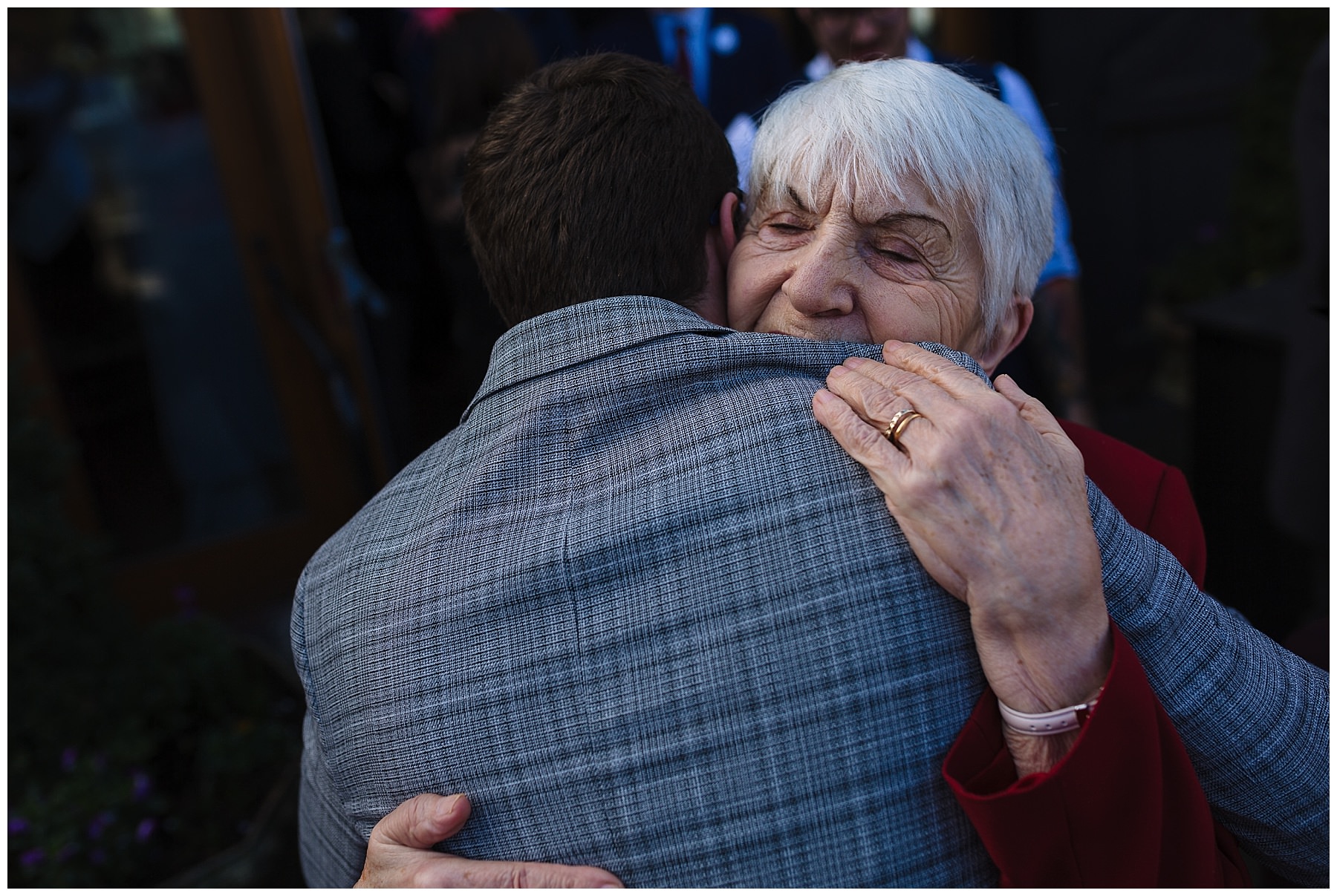 Post wedding ceremony hug