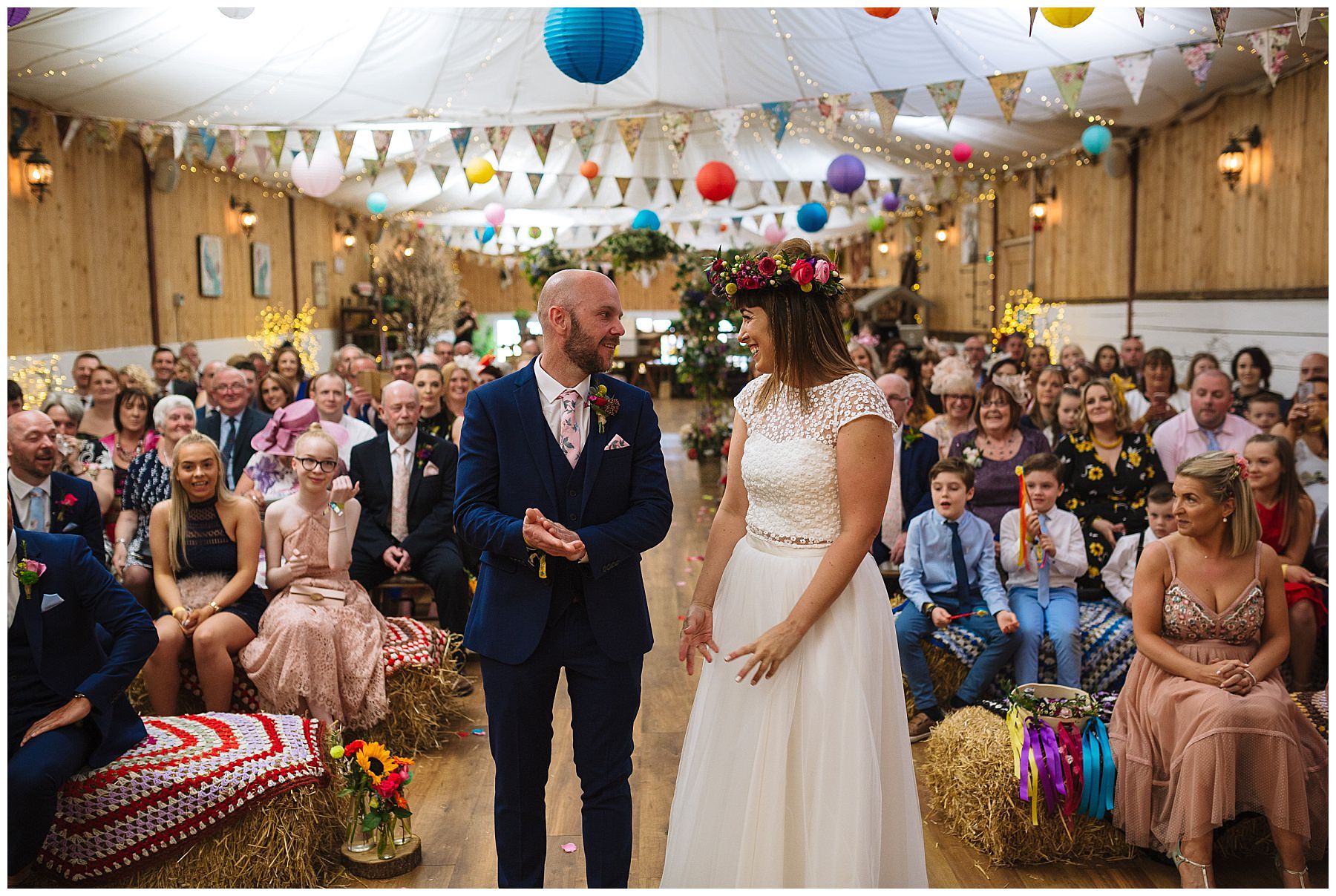 bride and grooms first look at the wellbeing farm