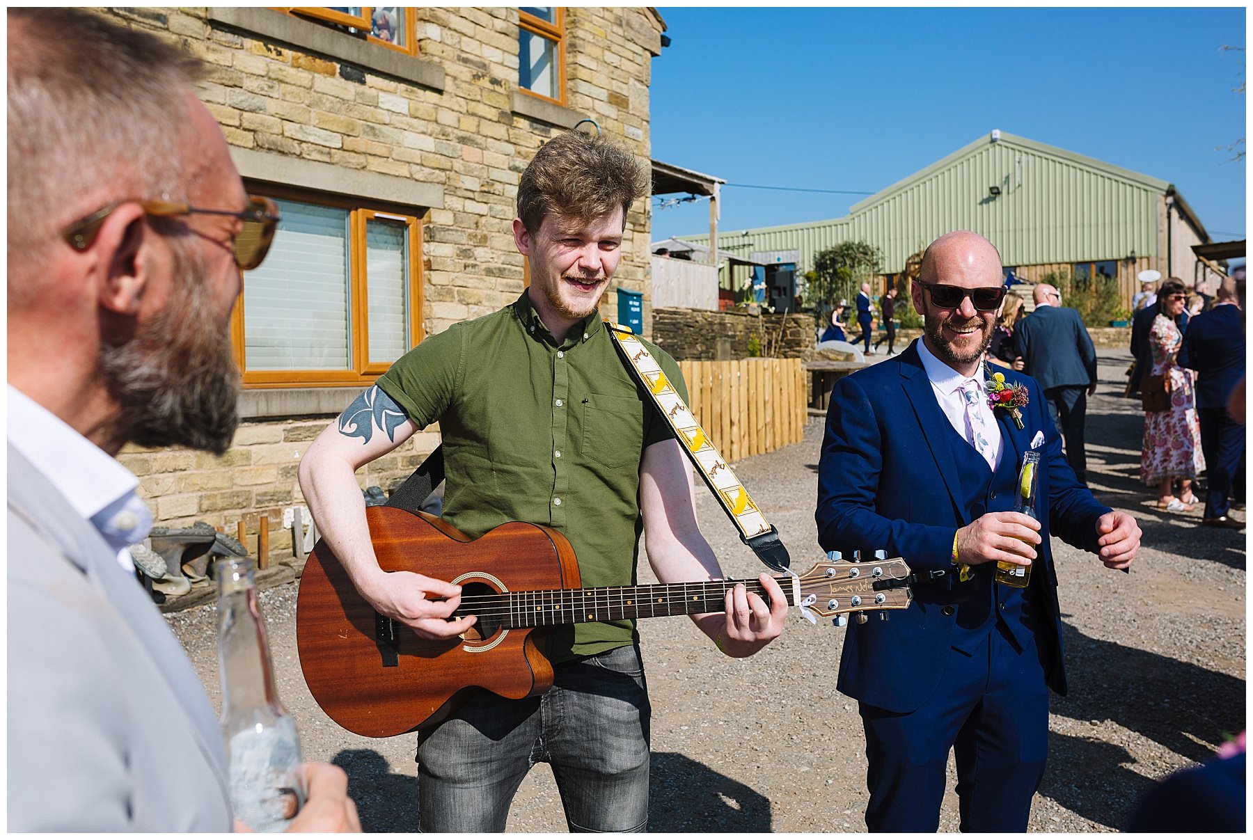 Hit The Dance Floor entertain guests during drinks reception at the wellbeing farm