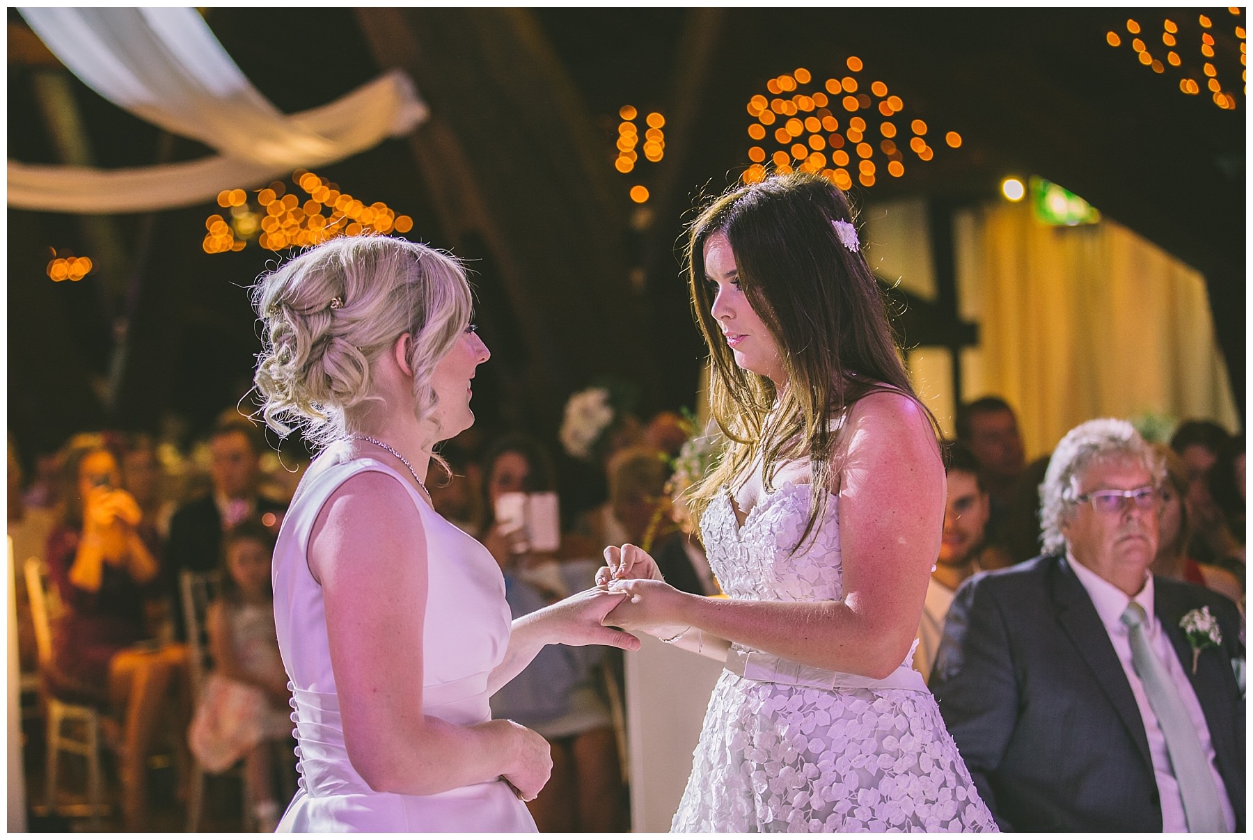 Wedding ring exchange during same sex wedding ceremony