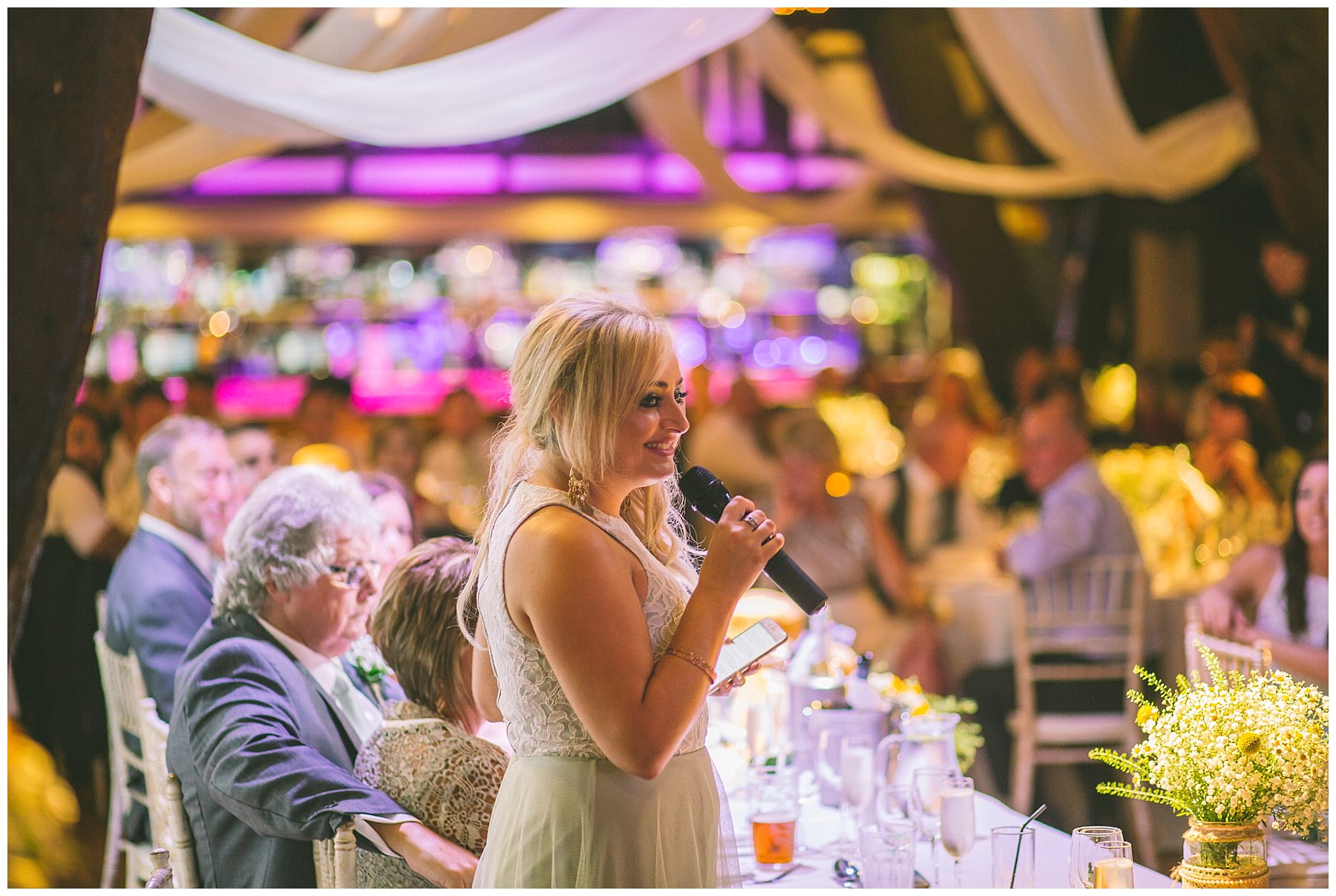 maid of honour gives speech at Rivington Barn