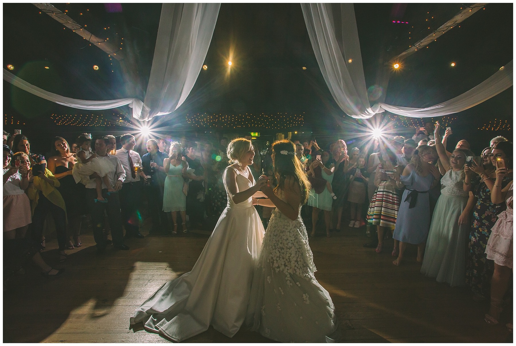 lesbian wedding first dance at rivington barn