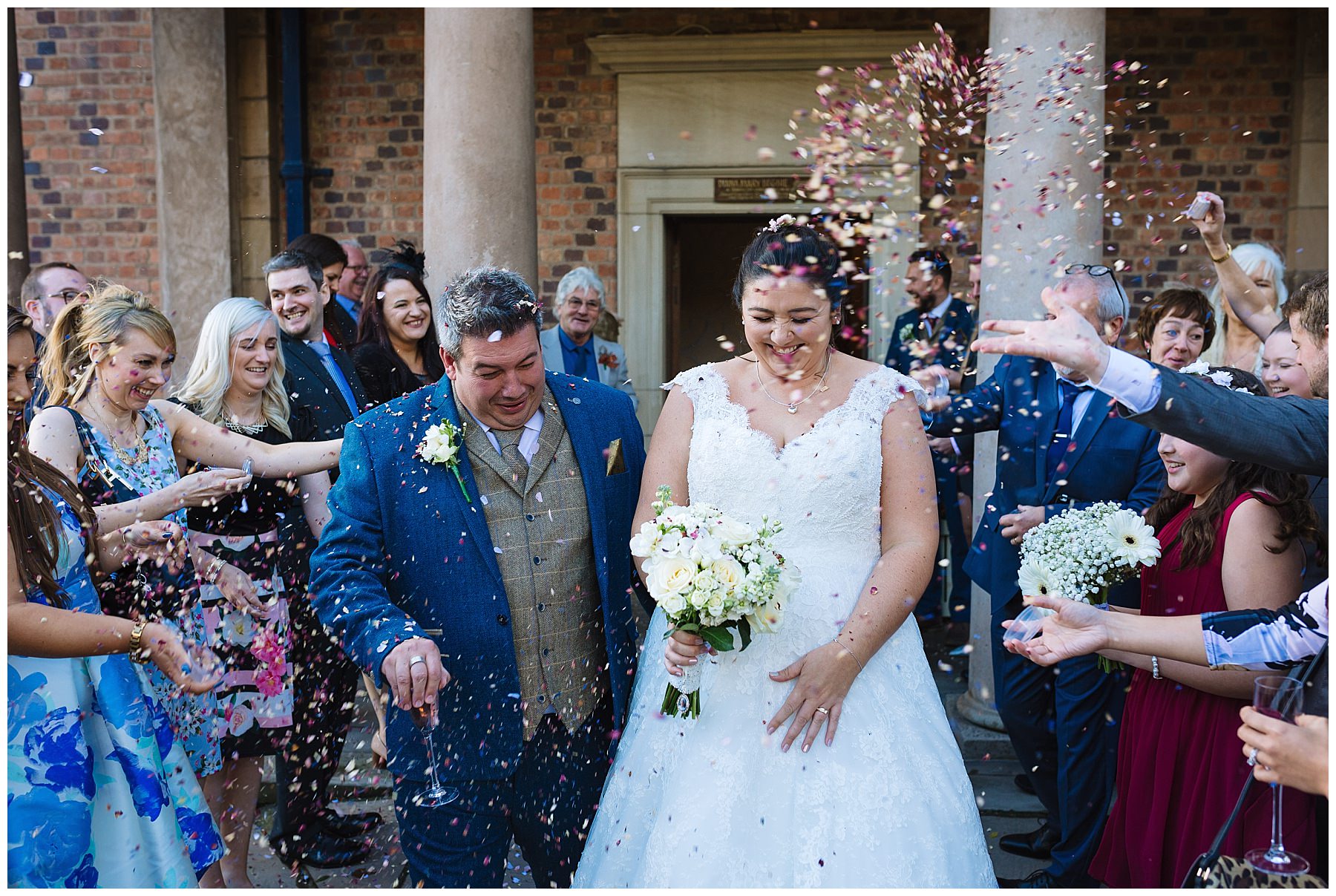 Confetti shot at the front of willington hall hotel