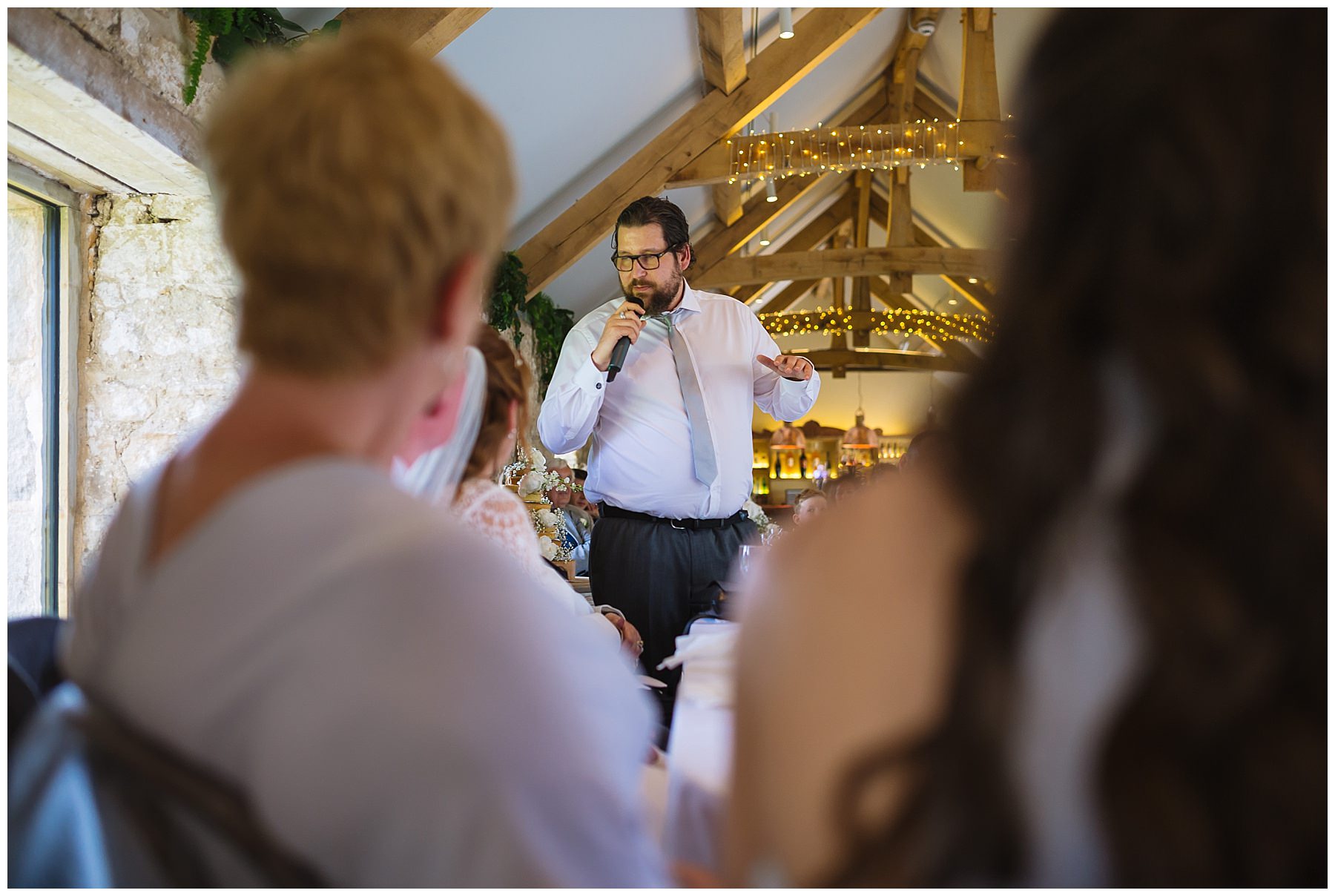 Best man during his speech at healey barn