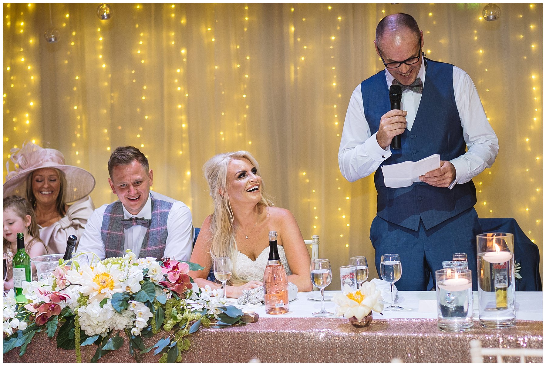 Bride looks to dad during his speech