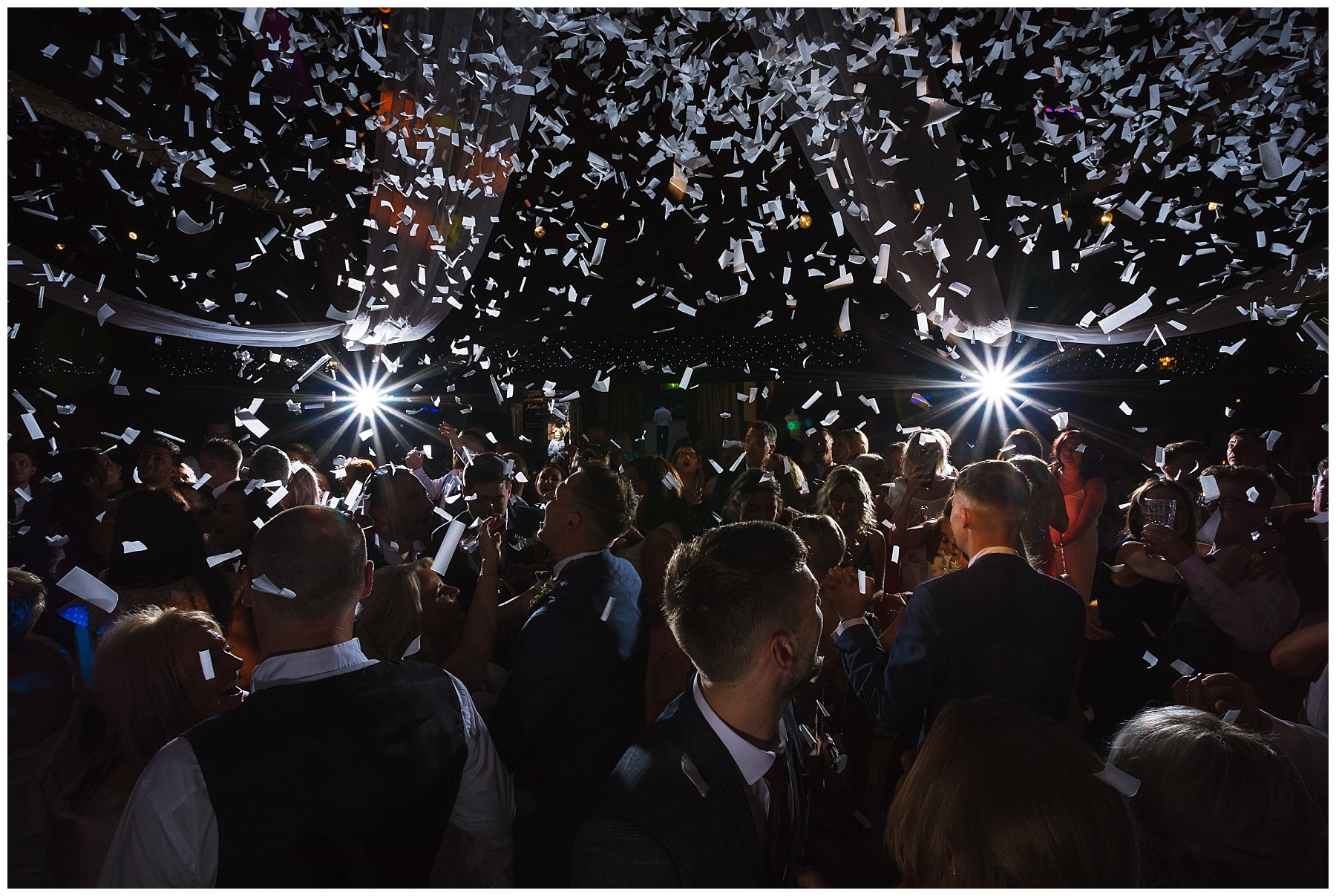 Incredible confetti canons for first dance at rivington barn