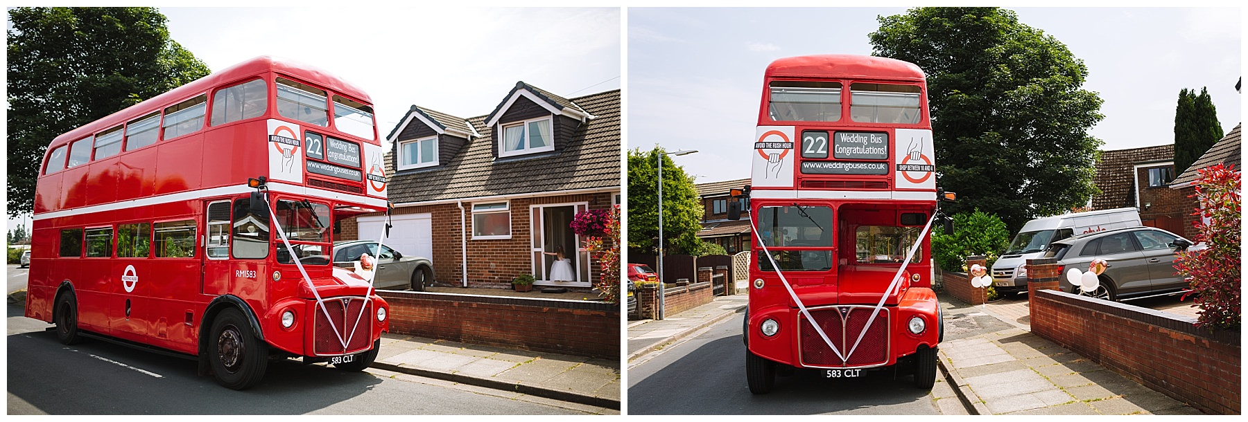 Retro red double decker bus wedding transport