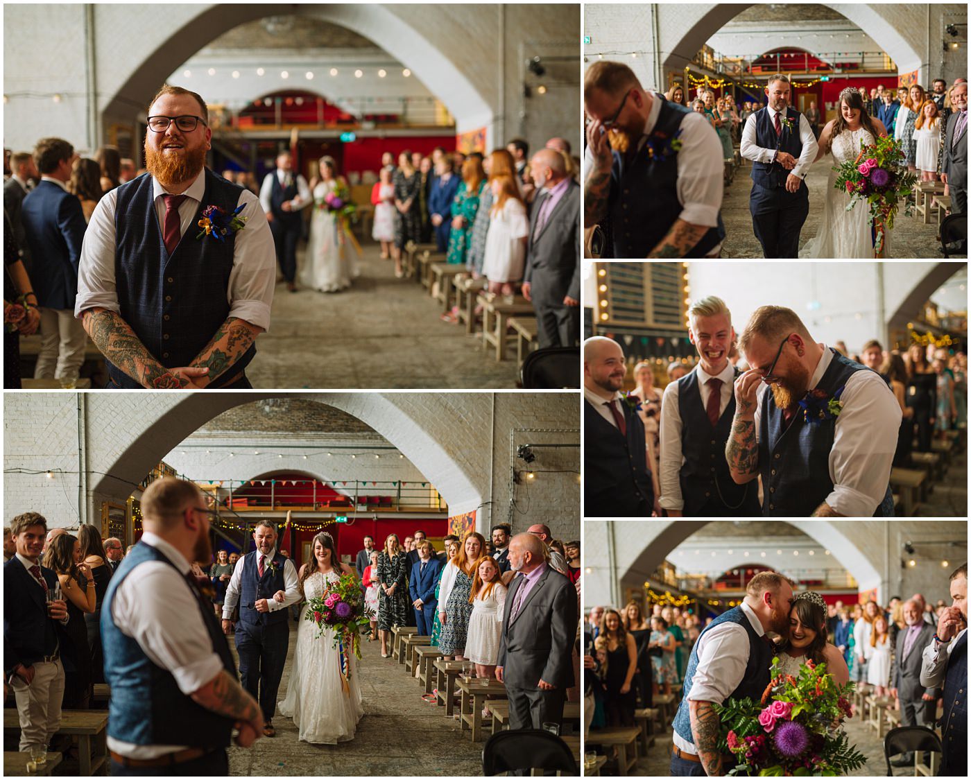 grooms emotional reaction to seeing bride for the first time at Fairfield Social Club wedding
