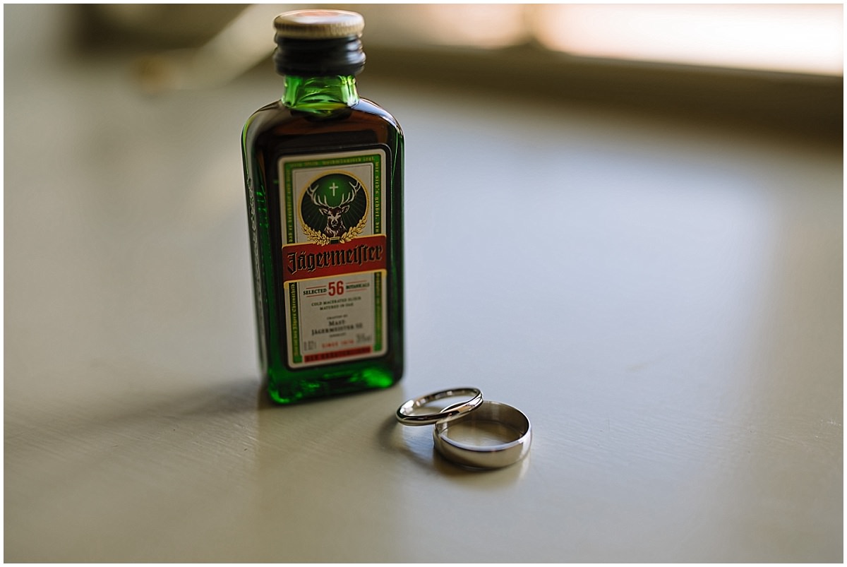 wedding rings and jagermeister