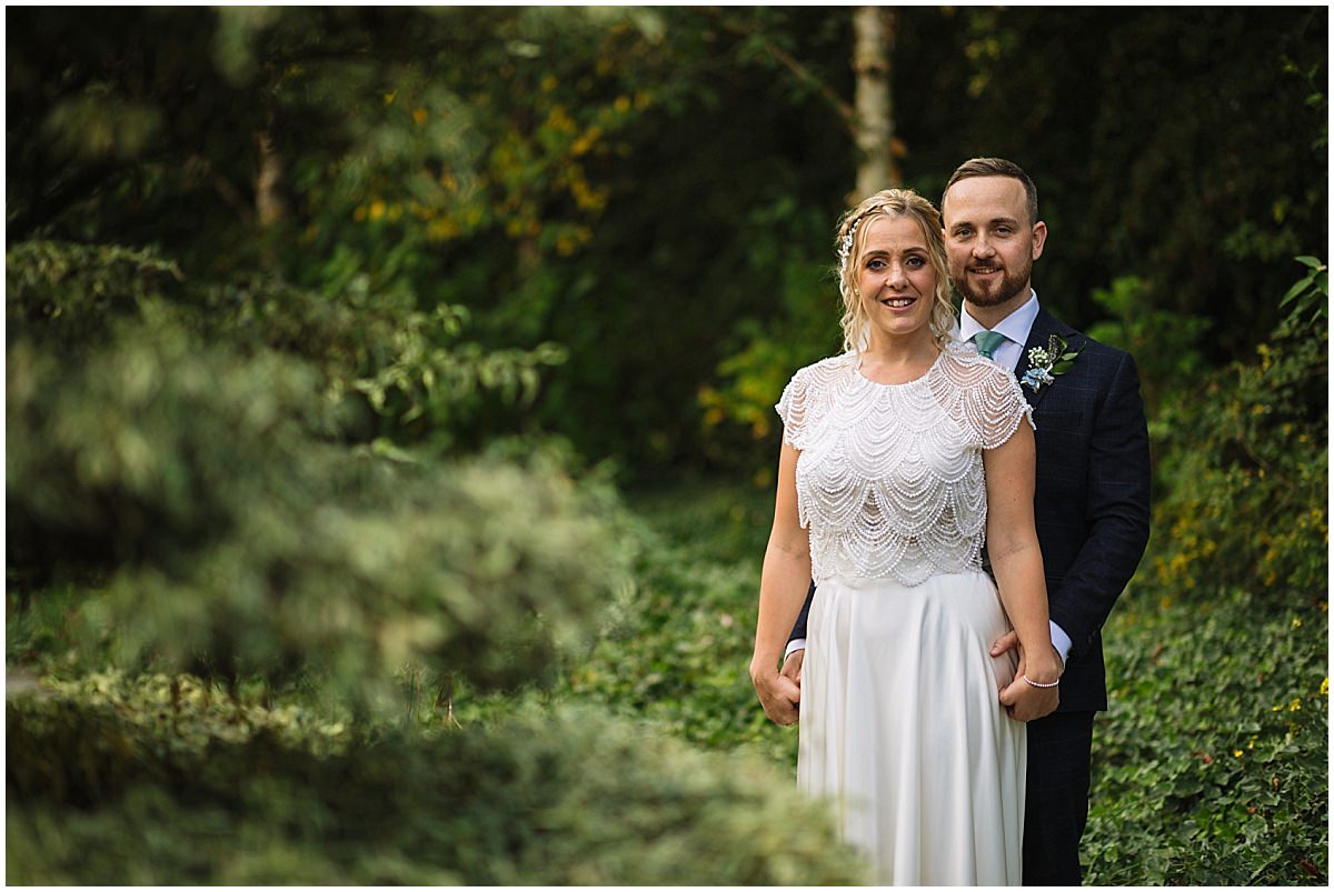 wedding portraits in the gardens of Styal Lodge