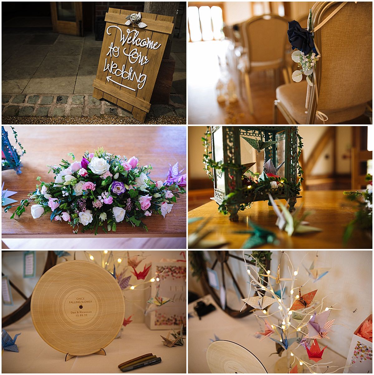 alternative wedding details at sandhole oak barn