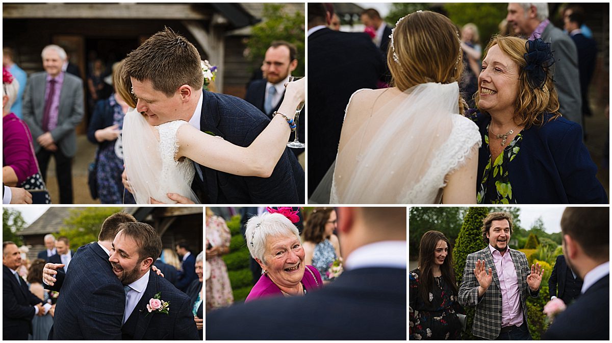 guests congratulate the newly weds at sandhole oak barn